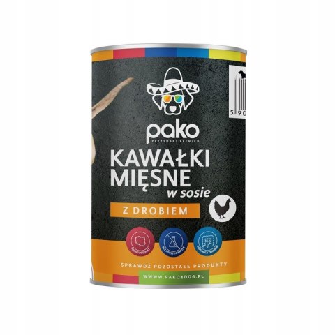 PAKO mokra karma dla psa kawałki w sosie drób 12x415g PAKO PAKO mokra karma dla psa kawałki w sosie drób 12x415g PAKO