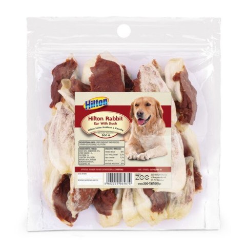 HILTON Ucho królicze z kaczką - gryzak dla psa - 500g Hilton HILTON Ucho królicze z kaczką - gryzak dla psa - 500g Hilton
