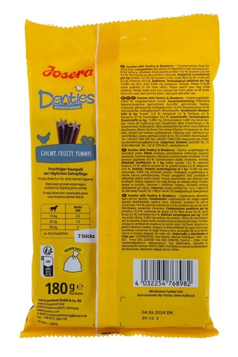 JOSERA Denties Drób z jagodami - przysmak dla psa - 180 g JOSERA JOSERA Denties Drób z jagodami - przysmak dla psa - 180 g JOSERA