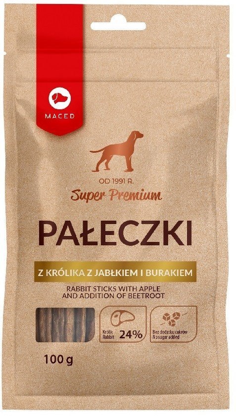 MACED Pałeczki z Królika Jabłkiem i Burakiem - przysmak dla psa - 100 g MACED
