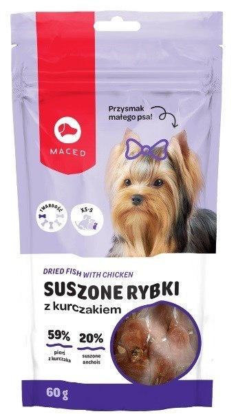 MACED Suszone rybki z kurczakiem - przysmak dla psa - 60 g MACED MACED Suszone rybki z kurczakiem - przysmak dla psa - 60 g MACED