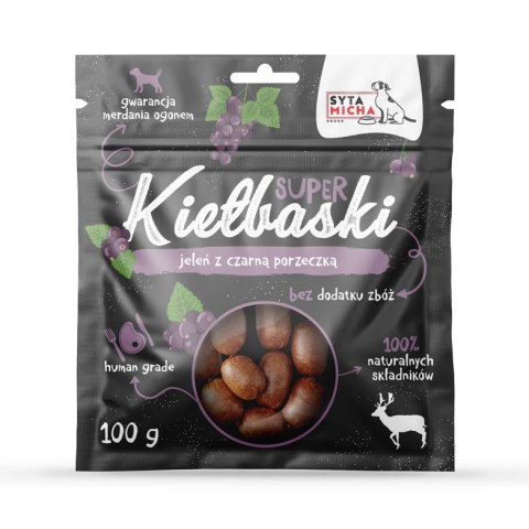 SYTA MICHA - Kiełbaski jeleń z czarną porzeczką - przysmak dla psa - 100g SYTA MICHA SYTA MICHA - Kiełbaski jeleń z czarną porzeczką - przysmak dla psa - 100g SYTA MICHA