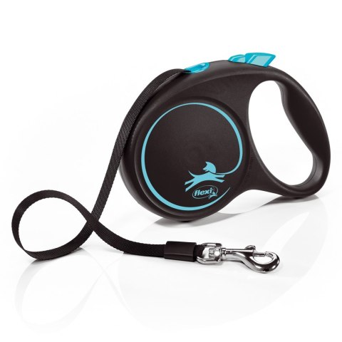 Smycz flexi automatyczna Black Design M taśma 5 m - dla psa do 25 kg, kolor niebieski Flexi