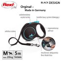 Smycz flexi automatyczna Black Design M taśma 5 m - dla psa do 25 kg, kolor niebieski Flexi