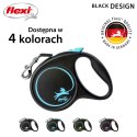 Smycz flexi automatyczna Black Design M taśma 5 m - dla psa do 25 kg, kolor niebieski Flexi