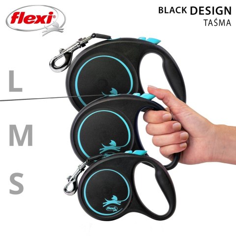 Smycz flexi automatyczna Black Design M taśma 5 m - dla psa do 25 kg, kolor niebieski Flexi Smycz flexi automatyczna Black Design M taśma 5 m - dla psa do 25 kg, kolor niebieski Flexi