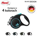 Smycz flexi automatyczna Black Design S taśma 5 m - dla psa do 15 kg, kolor niebieski Flexi