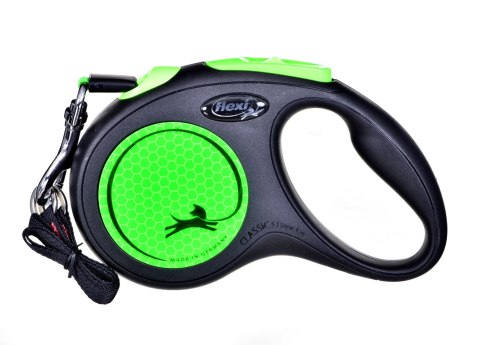 Smycz flexi automatyczna New Neon S taśma 5 m - dla psa do 15 kg, kolor zielony Flexi Smycz flexi automatyczna New Neon S taśma 5 m - dla psa do 15 kg, kolor zielony Flexi