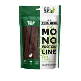 WIEJSKA ZAGRODA Monoproteinowe miękkie paski Królik (dorosły) - Przysmak dla psa - 100g Wiejska zagroda