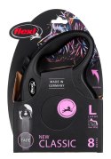 Smycz flexi automatyczna New Classic L taśma 8 m - dla psa do 50 kg, kolor czarny Flexi