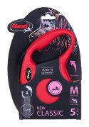 Smycz flexi automatyczna New Classic M taśma 5 m - dla psów do 25 kg, kolor czerwony Flexi