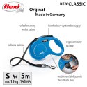 Smycz flexi automatyczna New Classic S taśma 5 m - dla psa do 15 kg, kolor niebieski Flexi