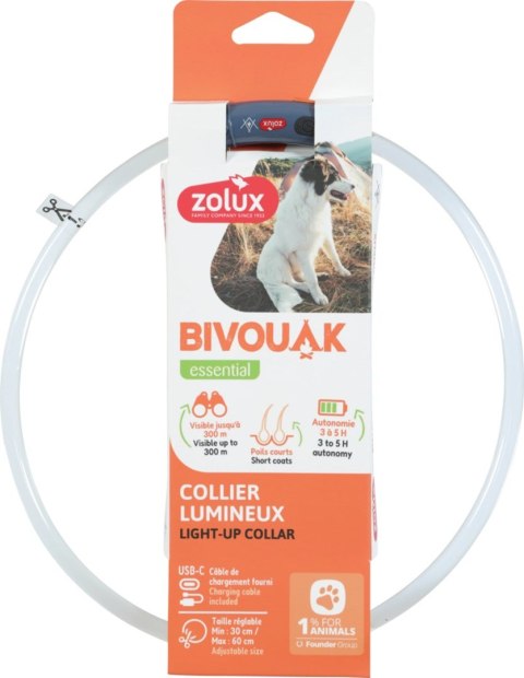 ZOLUX Obroża LED silikon BIVOUAK przez. nieb ZOLUX