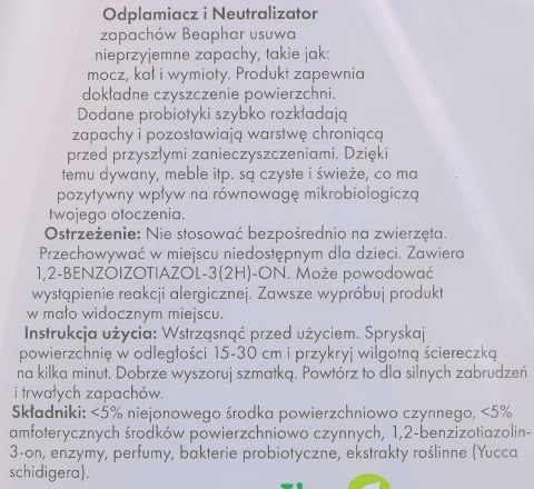 BEAPHAR - odplamiacz i neutralizator zapachów - 500ml Beaphar BEAPHAR - odplamiacz i neutralizator zapachów - 500ml Beaphar