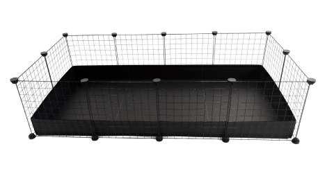 C&C Klatka modułowa dla świnki morskiej, królika, jeża 145x75 cm (4x2) - czarna C&C