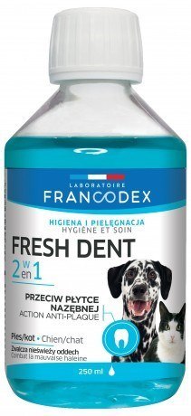 FRANCODEX Fresh dent - płyn do higieny jamy ustnej dla psów i kotów 250 ml FRANCODEX