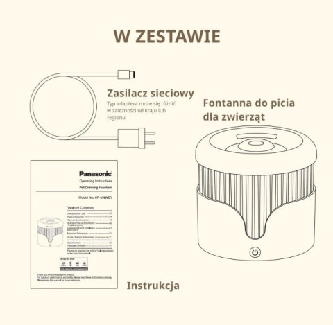 Poidło fontannowe dla zwierząt Panasonic CP-JNW01CW, białe Panasonic Poidło fontannowe dla zwierząt Panasonic CP-JNW01CW, białe Panasonic
