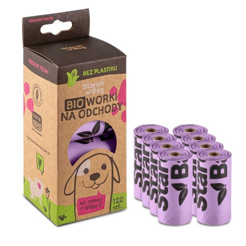 STARCHBAG BIOworki 8 rolek x 15 szt. kol. liliowy Starch Bag