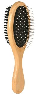 TRIXIE Szczotka dwustronna, drewniana, owalna (mała) do pielęgnacji sierści psa i kota - 6x21 cm TRIXIE