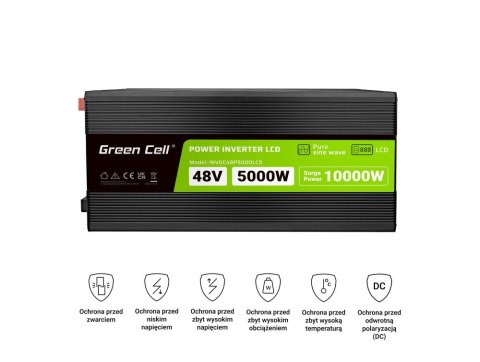 GREEN CELL PRZETWORNICA LCD 48V/230V 5000W/10000W CZYSTY SINUS INVGC48P5000LCD Green Cell GREEN CELL PRZETWORNICA LCD 48V/230V 5000W/10000W CZYSTY SINUS INVGC48P5000LCD Green Cell