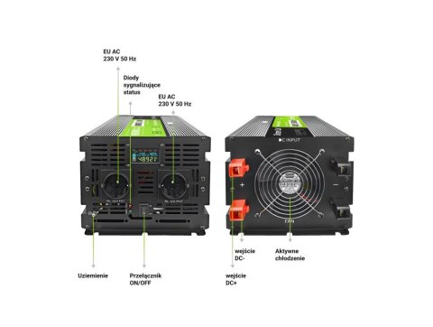 GREEN CELL PRZETWORNICA LCD 48V/230V 5000W/10000W CZYSTY SINUS INVGC48P5000LCD Green Cell GREEN CELL PRZETWORNICA LCD 48V/230V 5000W/10000W CZYSTY SINUS INVGC48P5000LCD Green Cell