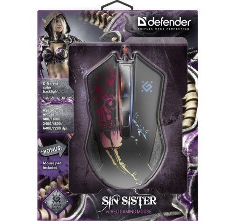 DEFENDER MYSZ PRZEWODOWA GAMINGOWA SIN'SISTER GM-933 OPTIC 7200 DPI 6P 52933 Defender DEFENDER MYSZ PRZEWODOWA GAMINGOWA SIN'SISTER GM-933 OPTIC 7200 DPI 6P 52933 Defender