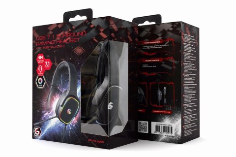 GEMBIRD GAMINGOWY ZESTAW SŁUCHAWKOWY 7.1 NA USB Z PODŚWIETLENIEM RGB GEMBIRD GEMBIRD GAMINGOWY ZESTAW SŁUCHAWKOWY 7.1 NA USB Z PODŚWIETLENIEM RGB GEMBIRD