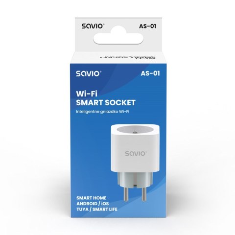 SAVIO INTELIGENTNE GNIAZDKO WI-FI, 16A, TIMER, POMIAR ZUŻYCIA ENERGII, AS-01 SAVIO SAVIO INTELIGENTNE GNIAZDKO WI-FI, 16A, TIMER, POMIAR ZUŻYCIA ENERGII, AS-01 SAVIO