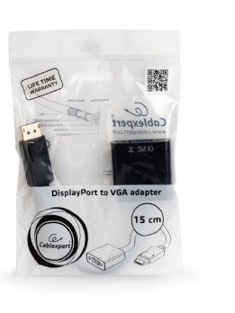 Adapter GEMBIRD A-DPM-VGAF-02 (DisplayPort M - D-Sub (VGA) F; 0,15m; kolor czarny) GEMBIRD Adapter GEMBIRD A-DPM-VGAF-02 (DisplayPort M - D-Sub (VGA) F; 0,15m; kolor czarny) GEMBIRD