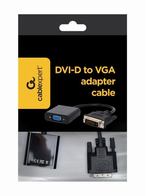 Adapter GEMBIRD A-DVID-VGAF-01 (DVI-D M - D-Sub (VGA) F; 0,20m; kolor czarny) GEMBIRD Adapter GEMBIRD A-DVID-VGAF-01 (DVI-D M - D-Sub (VGA) F; 0,20m; kolor czarny) GEMBIRD