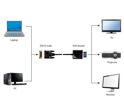 Adapter GEMBIRD A-DVID-VGAF-01 (DVI-D M - D-Sub (VGA) F; 0,20m; kolor czarny) GEMBIRD Adapter GEMBIRD A-DVID-VGAF-01 (DVI-D M - D-Sub (VGA) F; 0,20m; kolor czarny) GEMBIRD