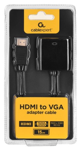 Adapter GEMBIRD A-HDMI-VGA-04 (HDMI M - D-Sub (VGA) F; 0,15m; kolor czarny) GEMBIRD