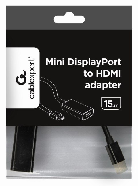 Adapter GEMBIRD A-MDPM-HDMIF-02 (Mini DisplayPort M - HDMI F; 0,15m; kolor czarny) GEMBIRD Adapter GEMBIRD A-MDPM-HDMIF-02 (Mini DisplayPort M - HDMI F; 0,15m; kolor czarny) GEMBIRD