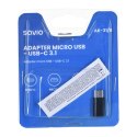 Adapter SAVIO AK-31/B (Micro USB F - USB typu C M; kolor czarny) SAVIO
