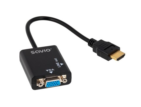 Adapter SAVIO cl-23 (HDMI M - D-Sub (VGA) F; 0,20m; kolor czarny) SAVIO Adapter SAVIO cl-23 (HDMI M - D-Sub (VGA) F; 0,20m; kolor czarny) SAVIO