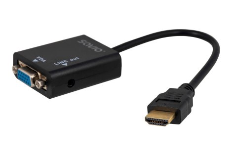 Adapter SAVIO cl-23 (HDMI M - D-Sub (VGA) F; 0,20m; kolor czarny) SAVIO Adapter SAVIO cl-23 (HDMI M - D-Sub (VGA) F; 0,20m; kolor czarny) SAVIO