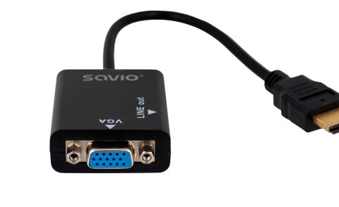 Adapter SAVIO cl-23 (HDMI M - D-Sub (VGA) F; 0,20m; kolor czarny) SAVIO Adapter SAVIO cl-23 (HDMI M - D-Sub (VGA) F; 0,20m; kolor czarny) SAVIO