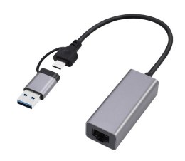 GEMBIRD ADAPTER USB TYP 3.1 + USB-C -> LAN RJ45 GIGABIT 15CM GEMBIRD