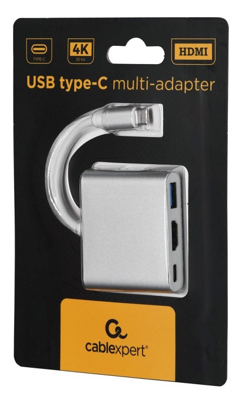 GEMBIRD GEMBIRD MULTI ADAPTER USB TYP-C (M) -> USB TYP-C; USB 3.0; HDMI SREBRNY GEMBIRD GEMBIRD GEMBIRD MULTI ADAPTER USB TYP-C (M) -> USB TYP-C; USB 3.0; HDMI SREBRNY GEMBIRD