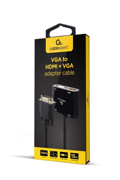GEMBIRD KONWERTER SYGNAŁU VGA DO HDMI + VGA 0,15M, CZARNY GEMBIRD GEMBIRD KONWERTER SYGNAŁU VGA DO HDMI + VGA 0,15M, CZARNY GEMBIRD