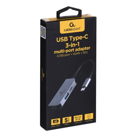 GEMBIRD MULTI ADAPTER USB TYP-C 3W1 (HUB USB + HDMI + PD) GEMBIRD GEMBIRD MULTI ADAPTER USB TYP-C 3W1 (HUB USB + HDMI + PD) GEMBIRD