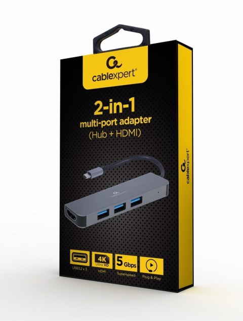 GEMBIRD MULTI ADAPTER USB TYPE-C 2 W 1 (HUB USB + HDMI) GEMBIRD GEMBIRD MULTI ADAPTER USB TYPE-C 2 W 1 (HUB USB + HDMI) GEMBIRD