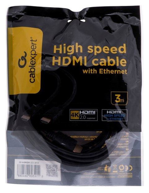Kabel GEMBIRD CC-HDMI4-10 (HDMI M - HDMI M; 3m; kolor czarny) GEMBIRD Kabel GEMBIRD CC-HDMI4-10 (HDMI M - HDMI M; 3m; kolor czarny) GEMBIRD