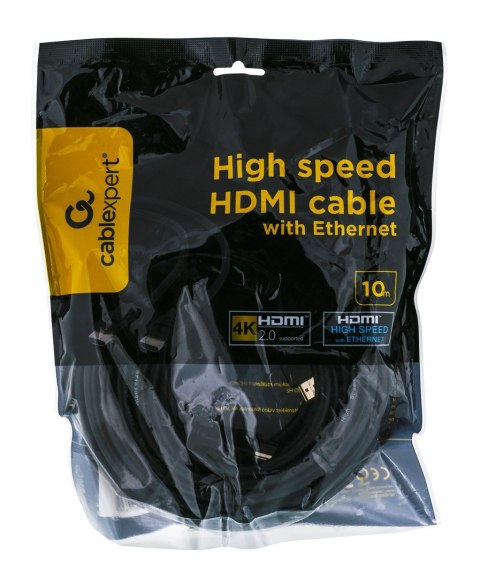 Kabel GEMBIRD CC-HDMI4-10M (HDMI M - HDMI M; 10m; kolor czarny) GEMBIRD Kabel GEMBIRD CC-HDMI4-10M (HDMI M - HDMI M; 10m; kolor czarny) GEMBIRD
