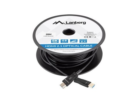 LANBERG KABEL HDMI M/M V2.1 20M 8K OPTYCZNY AOC CA-HDMI-30FB-0200-BK Lanberg LANBERG KABEL HDMI M/M V2.1 20M 8K OPTYCZNY AOC CA-HDMI-30FB-0200-BK Lanberg
