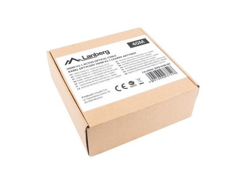 LANBERG KABEL HDMI M/M V2.1 40M 8K OPTYCZNY AOC CA-HDMI-30FB-0400-BK Lanberg LANBERG KABEL HDMI M/M V2.1 40M 8K OPTYCZNY AOC CA-HDMI-30FB-0400-BK Lanberg