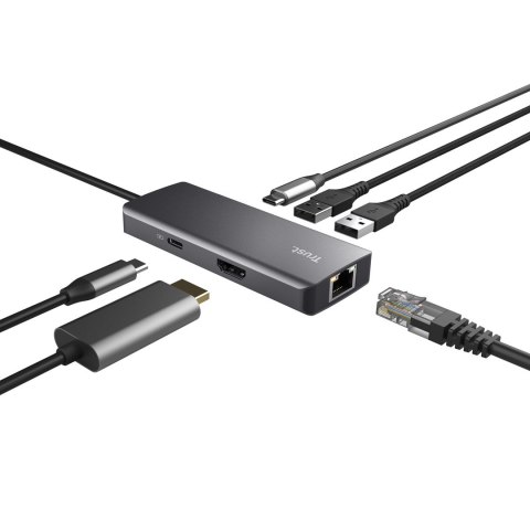 Multi-Port Adapter Trust DALYX 6-IN-1 USB-C Silver Trust Multi-Port Adapter Trust DALYX 6-IN-1 USB-C Silver Trust
