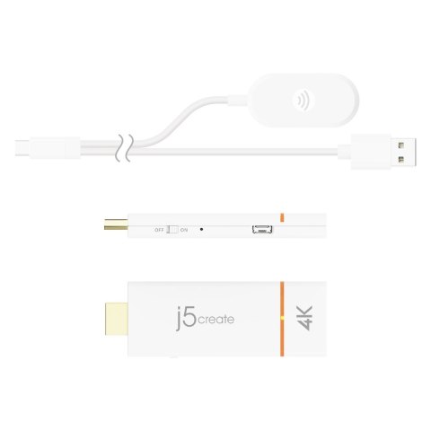 Nadajnik i odbiornik audio/video bezprzewodowy j5create ScreenCast 4K Wireless Display Adapter; kolor biały JVAW76-N J5 Create Nadajnik i odbiornik audio/video bezprzewodowy j5create ScreenCast 4K Wireless Display Adapter; kolor biały JVAW76-N J5 Create