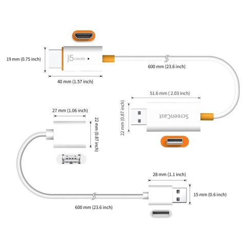 Nadajnik i odbiornik audio/video bezprzewodowy j5create ScreenCast HDMI™ Wireless Display; kolor biały JVAW56-N J5 Create Nadajnik i odbiornik audio/video bezprzewodowy j5create ScreenCast HDMI™ Wireless Display; kolor biały JVAW56-N J5 Create
