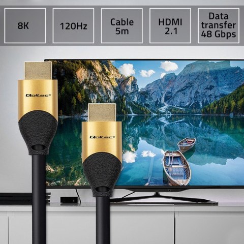 QOLTEC KABEL HDMI V2.1 ULTRA HIGH SPEED 8K | 60HZ | 26AWG | GOLD | 5M Qoltec QOLTEC KABEL HDMI V2.1 ULTRA HIGH SPEED 8K | 60HZ | 26AWG | GOLD | 5M Qoltec
